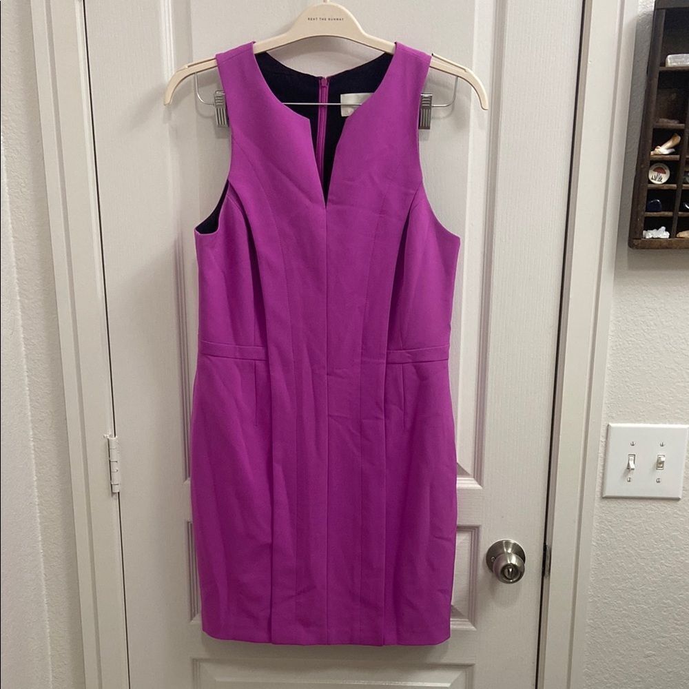 Greylin Purple Sheath Dress V-Neck Sleeveless